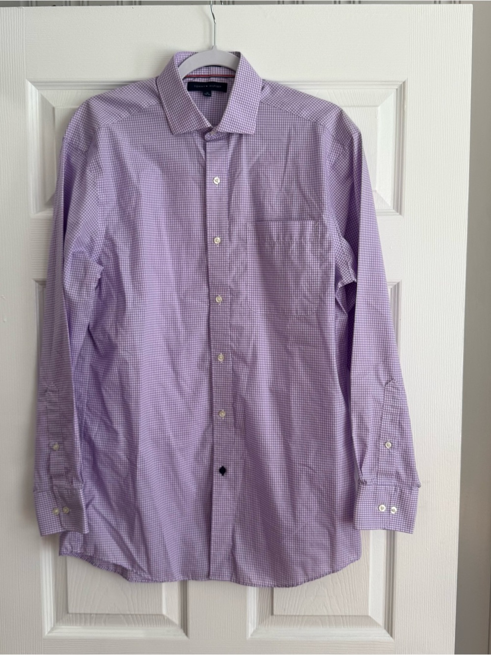 Tommy Hilfiger Men’s Lavender Gingham Dress Shirt